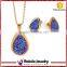 Stainless Steel Teardrop Pendant Italian Gold Plated Jewelry Sets