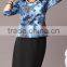 Pretty Steps 2016 fashion knitted fabric type and blouse & top flower printed round collar half sleeve top for ladies