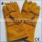 BSSAFETY China supplier 2015 wholesale yellow leather welding work gloves mens