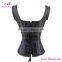Black floral print steel bond vintage women gothic corset