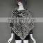 Fine workmanship triangle rabbit fur knitted shawl lady favourite hot sale