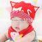 fancy lovely cat pattern cotton baby hat caps with bibs
