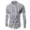 Fashion slim fit stripe men dress shirt for white collar in ShenZhen