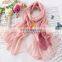 LINGSHANG wholesale high quality crinkle silk solid color chiffon with embroidery Ladies scarf