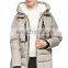 Women classic long sleeve with hoodie zip up with pockets puff jacket