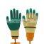10G Poly-cottton Liner Crinkle Latex Coated Abrasion Resistant Safety Work Gloves Non-slip Textured Rubber Gloves