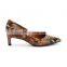 Women Wholesale Beautiful Fancy High Quality Design Snake Print Low Heels Pumps Sandals Shoes