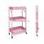K&B 3 Tier Rolling Folding Storage Carts Metal Storage Cart With Wheels for Home
