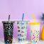 Wholesale 24Oz Reusable Swirl Tumbler Custom Logo Drinkware Magic Stadium Cold Coloring Changing Plastic Cups With Lid