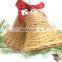 Mini Decor Two Wicker Bell Ornaments with Jingle Bells Clappers and Red Ribbon Bow Tie