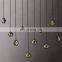 Classic light luxury raindrop linear frosted glass ball Eclatant metal brass pendant lamp for home engineering hotel