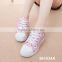 New model in chinese market casual shoes for women canvas floral print design breathable mesh