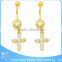 Crystals Cross Dangle Belly Ring Golden Body Jewelry Banana Bar Jewelry
