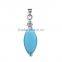 Fashion Women Style Rugby Shape Big Blue Opal Pendant