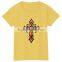 custom design hot fix motif glitter cross motif fabric tshirt