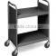 rolling book cart books cart library book trolley 3-tier wood-steel library book trolley rolling library cart