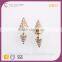 E74859I01 Gold Plated Tribal Long Heavy Triangle Screw Back Stud Earrings Cone Heliciform Full Crystal Stones Earring