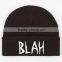 Promotional Black Beanie Winter Hat/Wholesale Knitted Embroidered Beanie