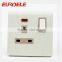 British standard brushed white aluminum plate 13A wall switch and socket