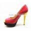 Peep toe red women wedding shoes
