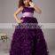 KE232 Beautiful Purple ball gown ruffled flower girl dresses with bow belt 2015, dresses for girls of 7 years old