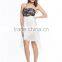 Front zipper fashion ladies off-shoulder white party dresses