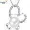 11-12mm Perfect Button Round With Silver Chain Freshwater Fashion Pearl Pendant