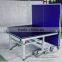 Promotion outdoor low price Aluminium tennis table/easy folding bule top table