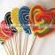 Individual Wrapped Fruit Flavour Sweets Flat Swirl rainbow heart shape lollipop