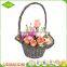 Vintage handmade indoor willow wicker artificial flower girl basket with long handle for your decoration