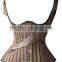 Women's Punk Style Brown Color Stripes Body Sculpting Vest Corset sexy steel bone one pocket corset