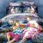 China supplier pretty cartoon printed bed sheet set pure polyster digital printing kids