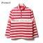 2017 hot sale collar red half zipper plaids fleece ladies shirt