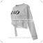 Womens Causal Sport Loose Fit Letter Print Crop Top Long Sleeve Crew Neck Cropped Sweatshirts with Raw Cut Hem Cropped Jumpers