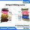 Outdoor Sports Hiking Slip Round Rope Shoelaces Bootlaces with Stripe Colors all sizes - Metal Tip Boot Shoelaces