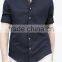 2015 linen cotton classic collar solid color contrast ribbon breathable fabric latest design for holiday