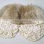 YR382 Cream Color Real Raised Rabbit Fur Collar with Lace