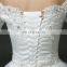 HS1629 2017 Luxury Off-shoulder Long Train Lace Appliqued Puffy Wedding Gowns