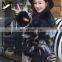 New Fashion Natural Women Winter Clothes Black Yellow And White Knitted Fox Fur Coat