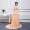 Long Chiffon Bridesmaid Dresses Peach High Quality Lace Backless Sexy Brides Maid Of Honor Vestidos De Real Photo D001