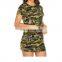 Custom short sleeves camo t shirt dress fashion casual wear sets for women