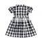 2019 New Arrival Girl scottish plaid black and white plaid Turn-down Collar Dress For Little Girl wholesale price