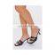 Luxury fashion ladies chain design women black shoes high heel sandals shoes