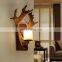 Vintage resin Deer Animal LED wall lamp restaurant coffee shop decorative wall light led gold antler wall lamp