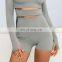 Custom Logo High Waist Biker Shorts Solid Color Soft Recyclable Gym Women Leggings
