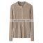 Women's Casual Solid Pattern Knit Crew Neck Pullover Winter Ribbed Cashmere Sweater with Button Decoration OEM Service Available