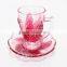 FDA approved flower sharp crystal glass cup set with handle