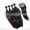 professional hair factory wholesale price virgin Brazilian hair silk base lace closure with bundles