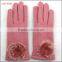 ladies fashion pink woolen hand gloves manufactory