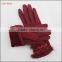 ladies cheap spring driving red micro velvet hand gloves with rabbit fur